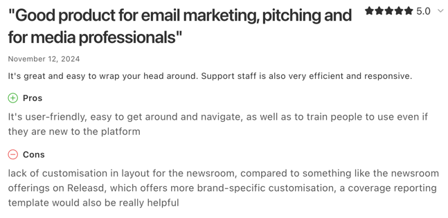 Prezly Capterra review