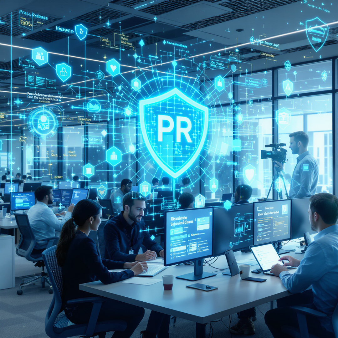 How do blockchain technologies secure corporate information for PR purposes?